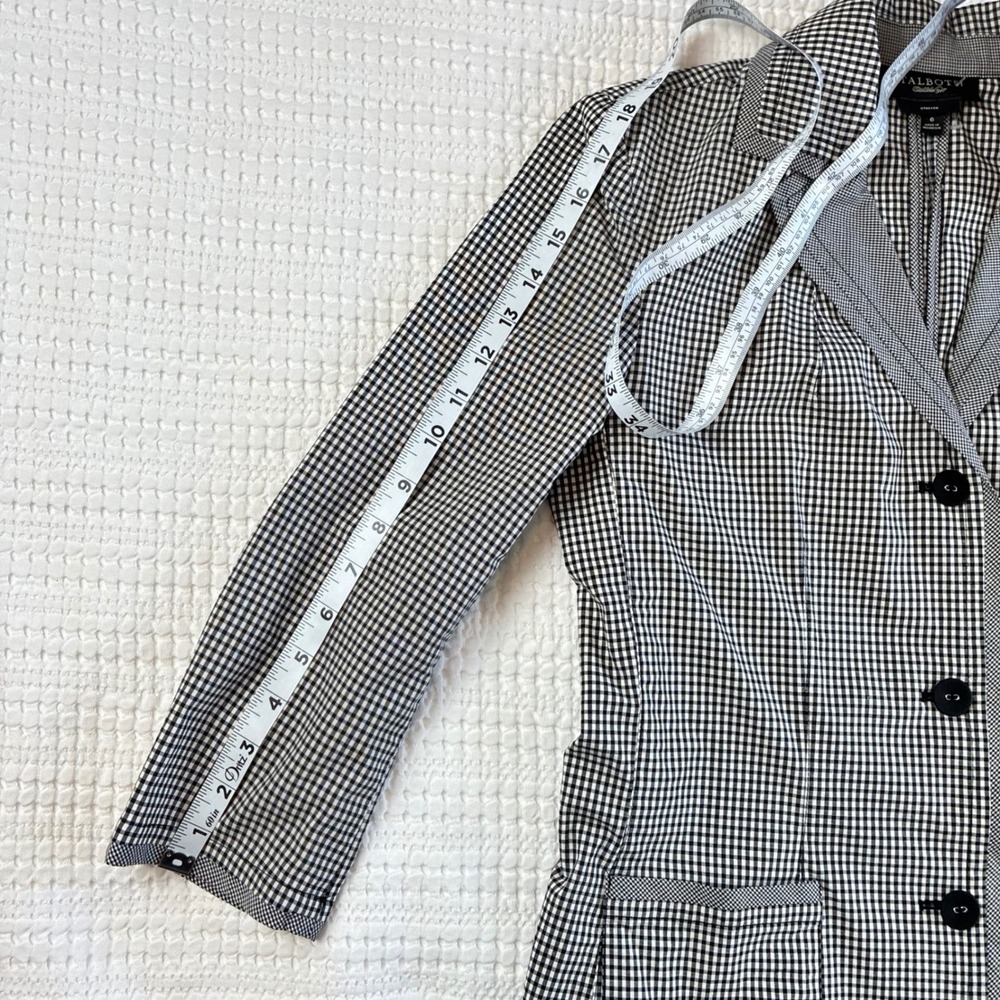 Talbots Blazer Jacket Gingham Black White Size 6 Chic Office Career Teacher - Picture 13 of 15